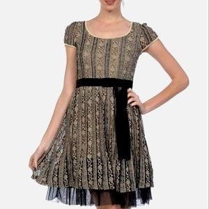 Nwot Anthropologie a'reve Black & Tan Textured Knit Puddes Sleeve Dress